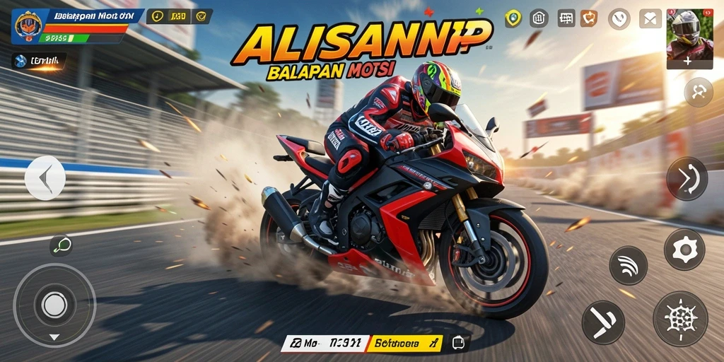 Screenshot ALISANRP menunjukkan aksi balapan motor yang seru dan mendebarkan.
