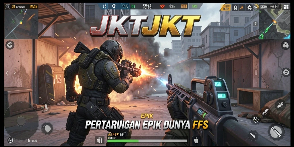 Tampilan gameplay seru di <strong>JKTJKT</strong> dengan aksi menembak yang mendebarkan.