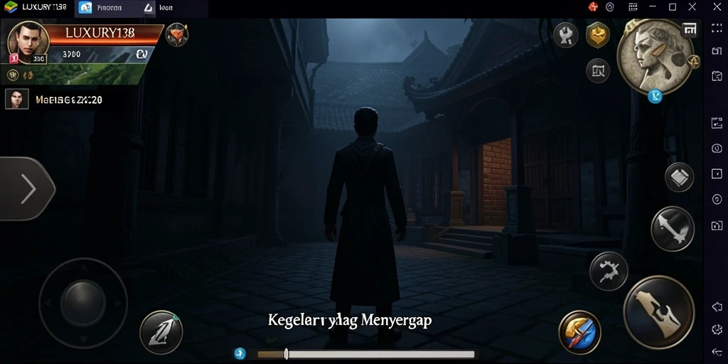 Screenshot gameplay LUXURY138 menampilkan suasana menegangkan di tengah hutan angker.