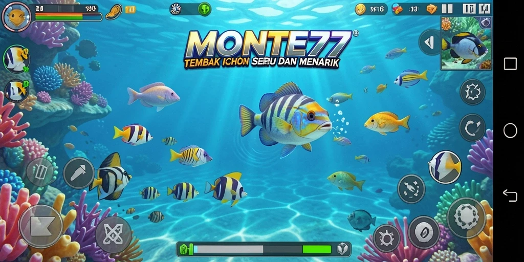 Tampilan gameplay Tembak Ikan yang seru di MONTE77.