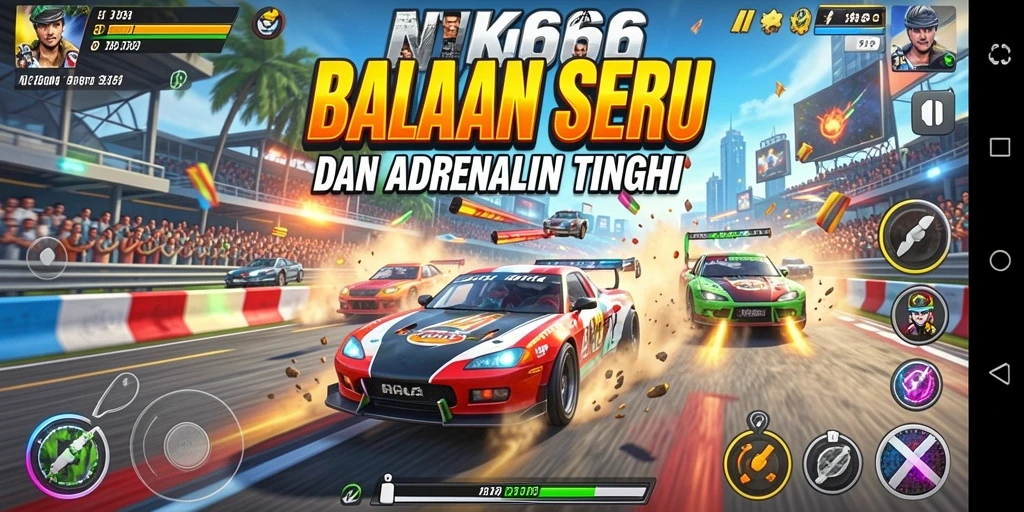 Tampilan gameplay balapan seru dalam NK666.