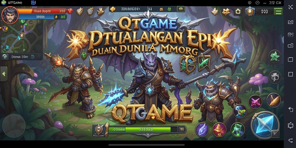 Tampilan menarik dari QTGAME yang menunjukkan pertarungan epik antar karakter.